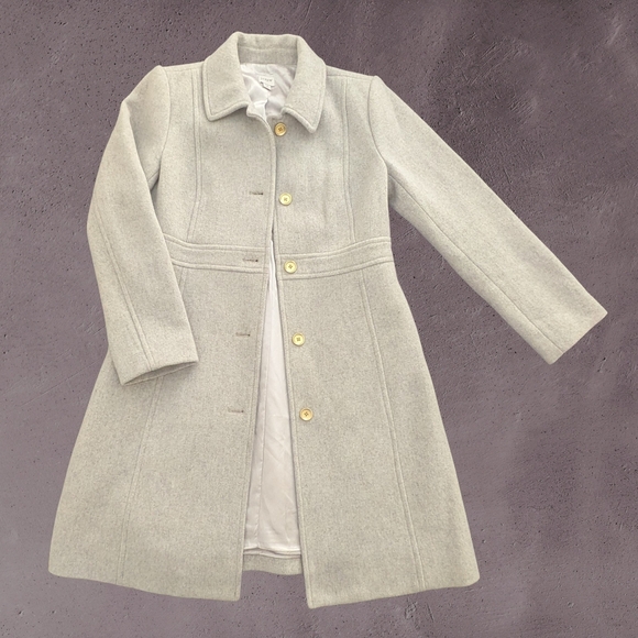 J.Crew Lady Day Coat Wool Blend NWOT Winter Peacoat Size 10 In Soft Grey - Picture 2 of 8